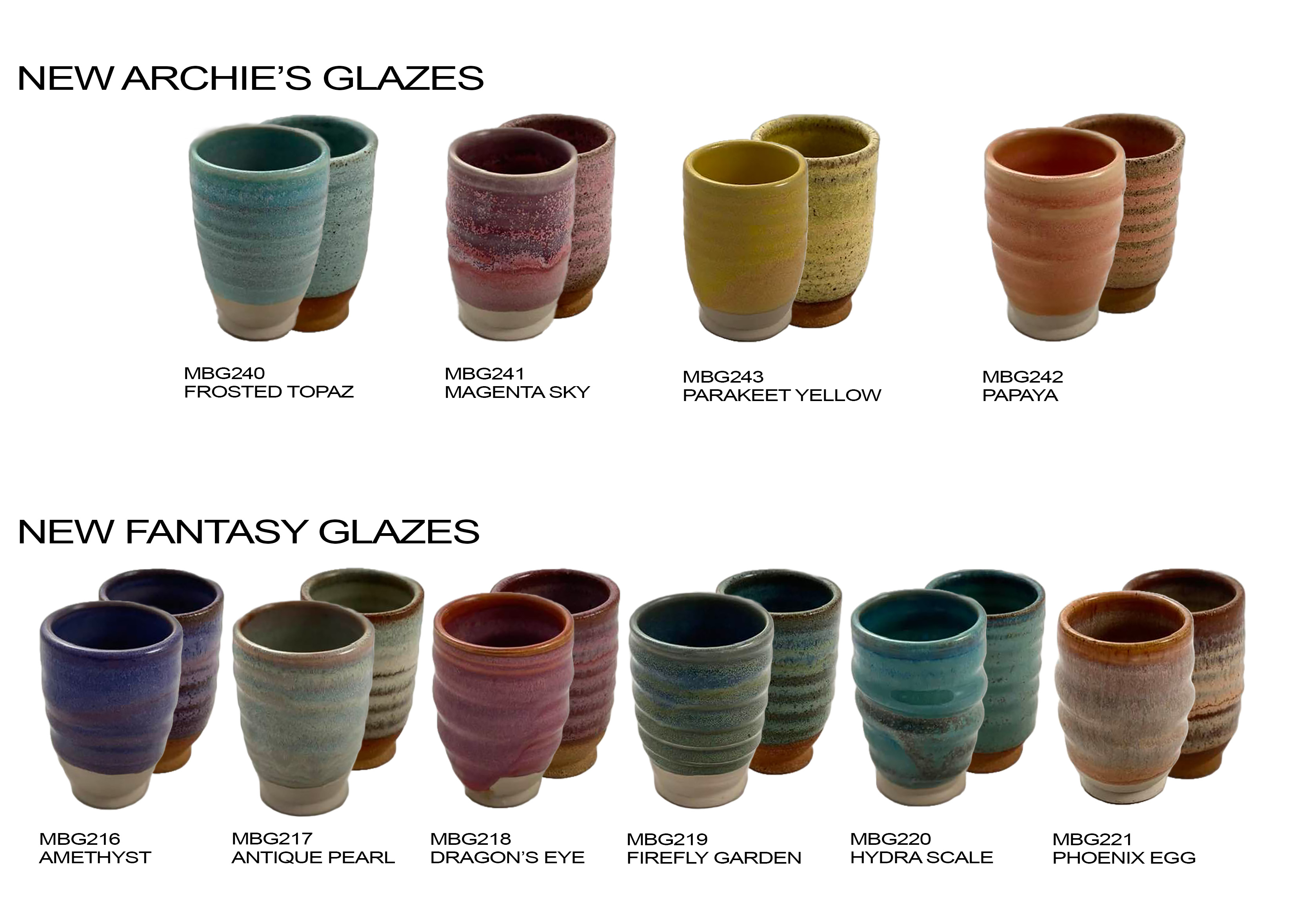 10 New Glaze Colors on Light and Dark Clay